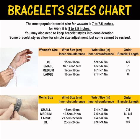 bracelet size chart.